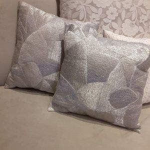 Silver Brocade mini decorative pillows set of (2)
